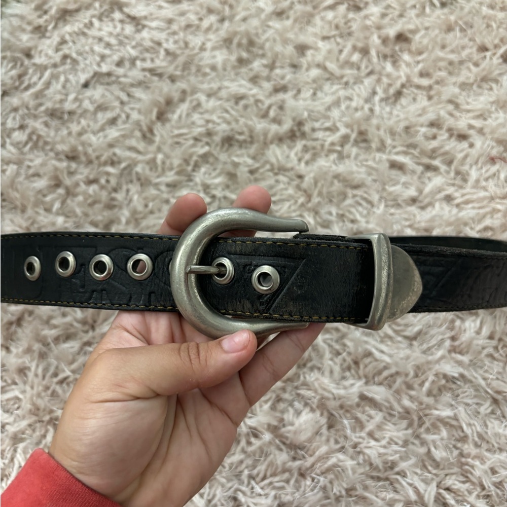 Stylish Black Leather Belt with Silver Buckle